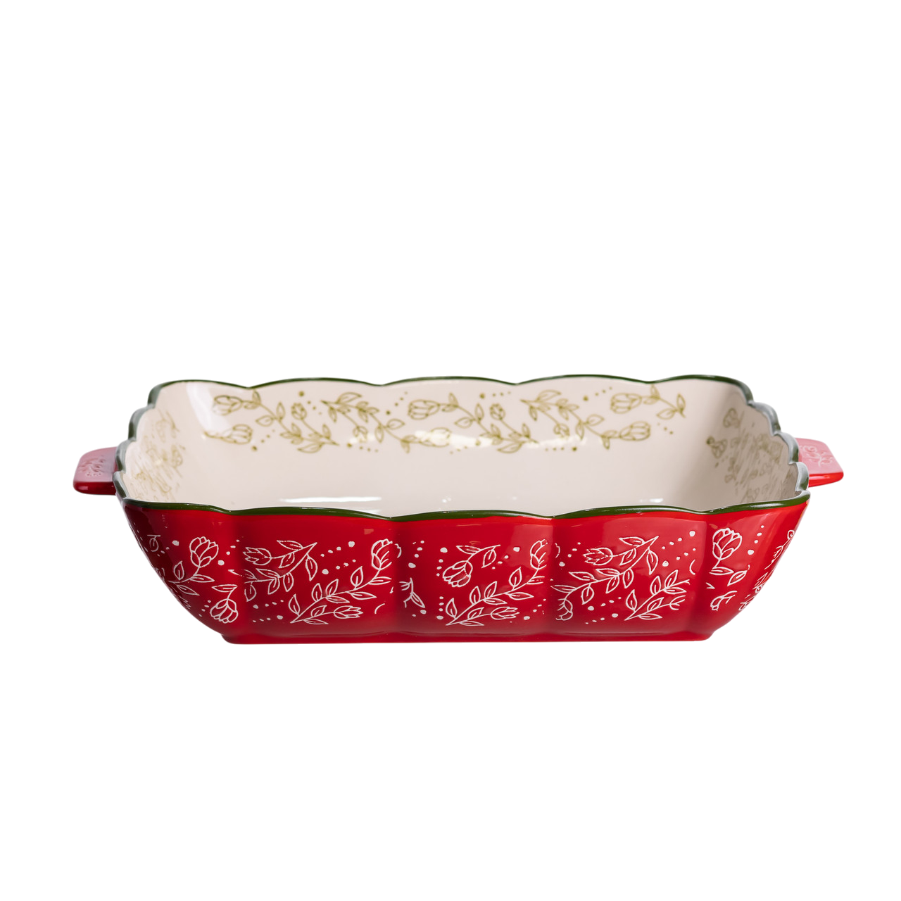 Форма для запікання у духовці порцелянова квадратна Vintage з ручками 2,5 л 30х30х7 см Червоний (HM04-16) - фото 10