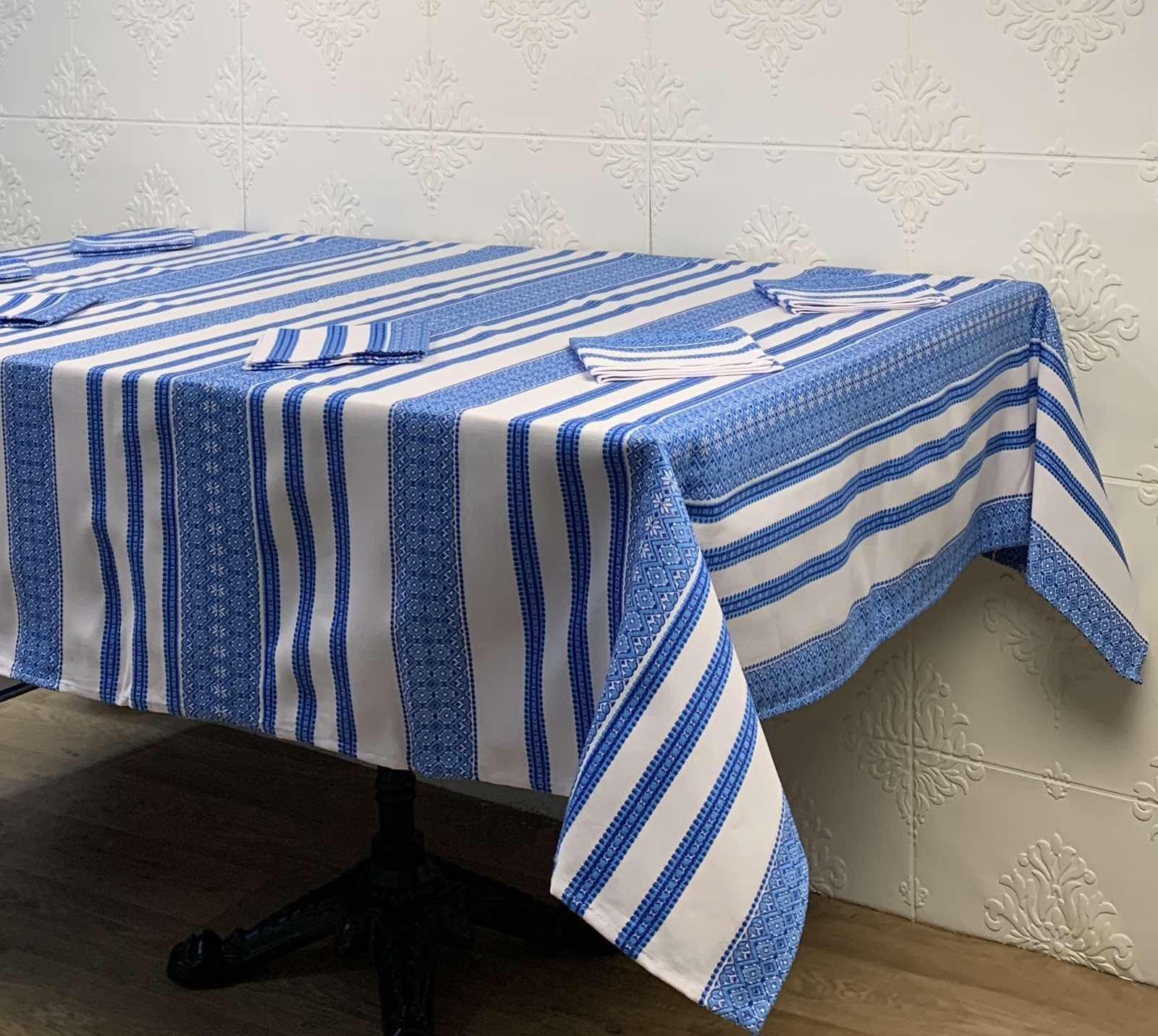 Набір святковий Едельвіка Кетті 162-22/00 скатертина 120x140 см та серветки 32х32 см 6 шт. Блакитний (CN32013)