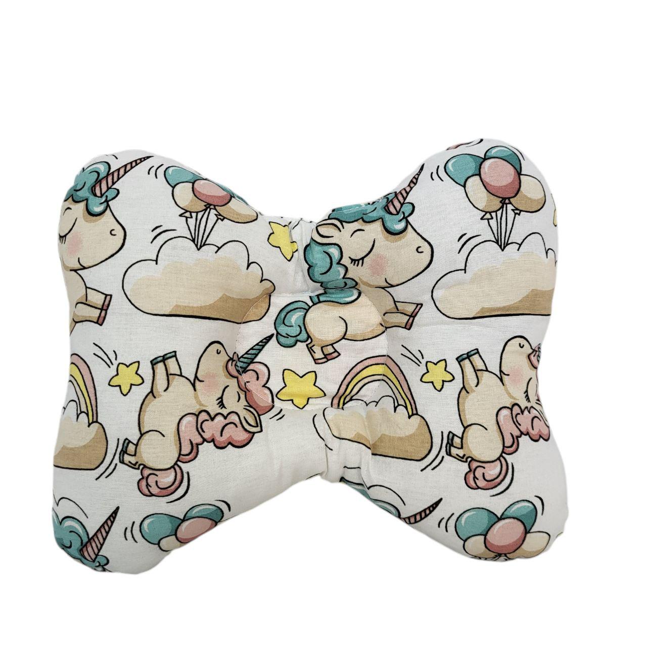 Подушка-позиционер для новорожденных Бабочка с единорогами 25х20 см (1441)