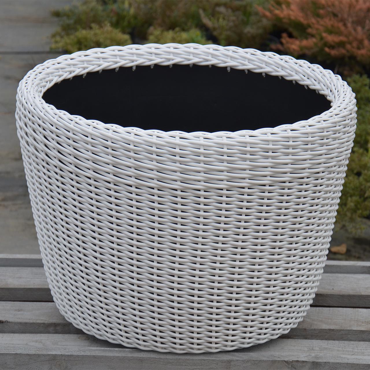 Кашпо велике для рослин та квітів з штучного ротангу/ручної роботи 90 л Білий - фото 2 Кашпо велике для рослин та квітів з штучного ротангу/ручної роботи 90 л Білий - фото 2