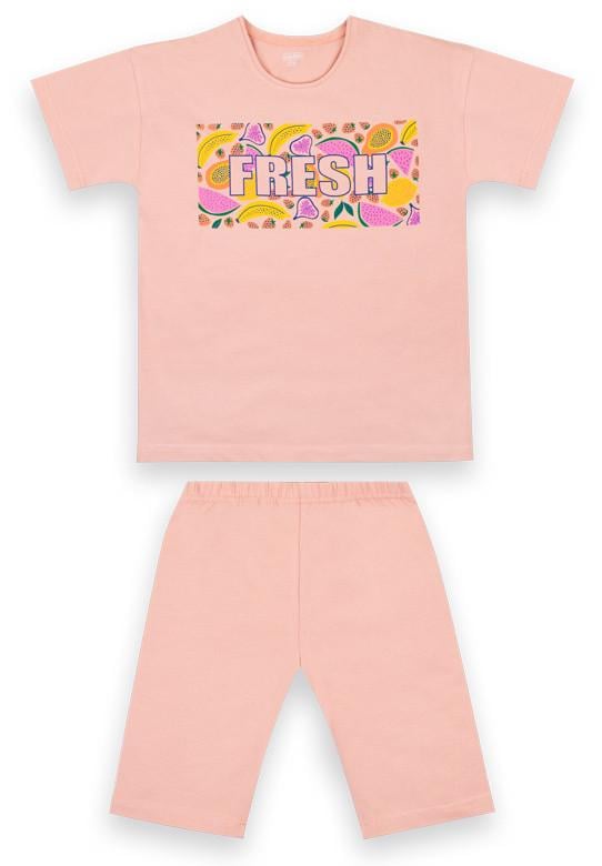 Костюм детский хлопковый летний для девочки Gabbi KS-21-9 122 см Розовый (12660)