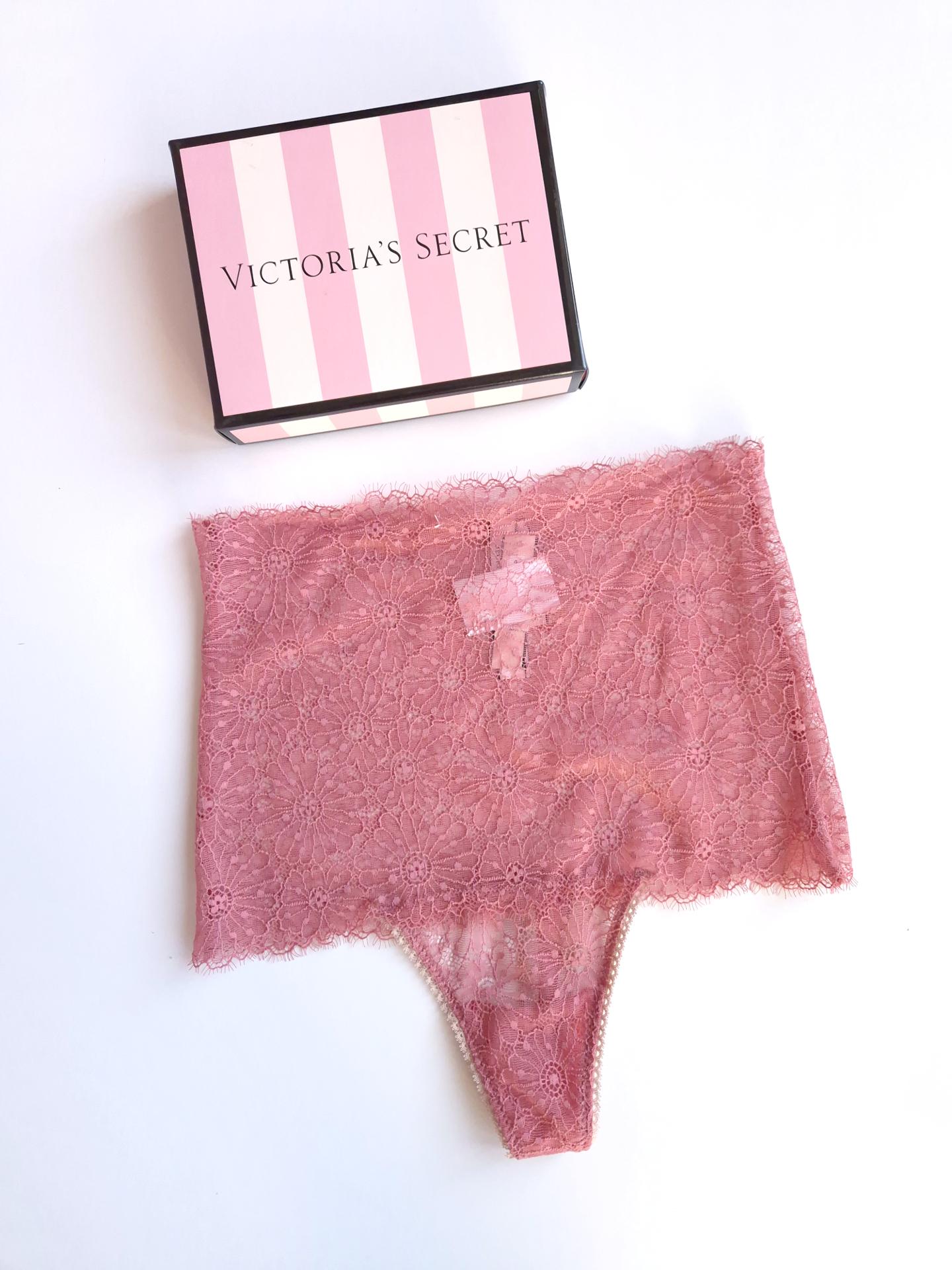 Трусики жіночі гіпюрові Victoria's Secret high waist thong panty А-95 M Рожевий (44) - фото 3