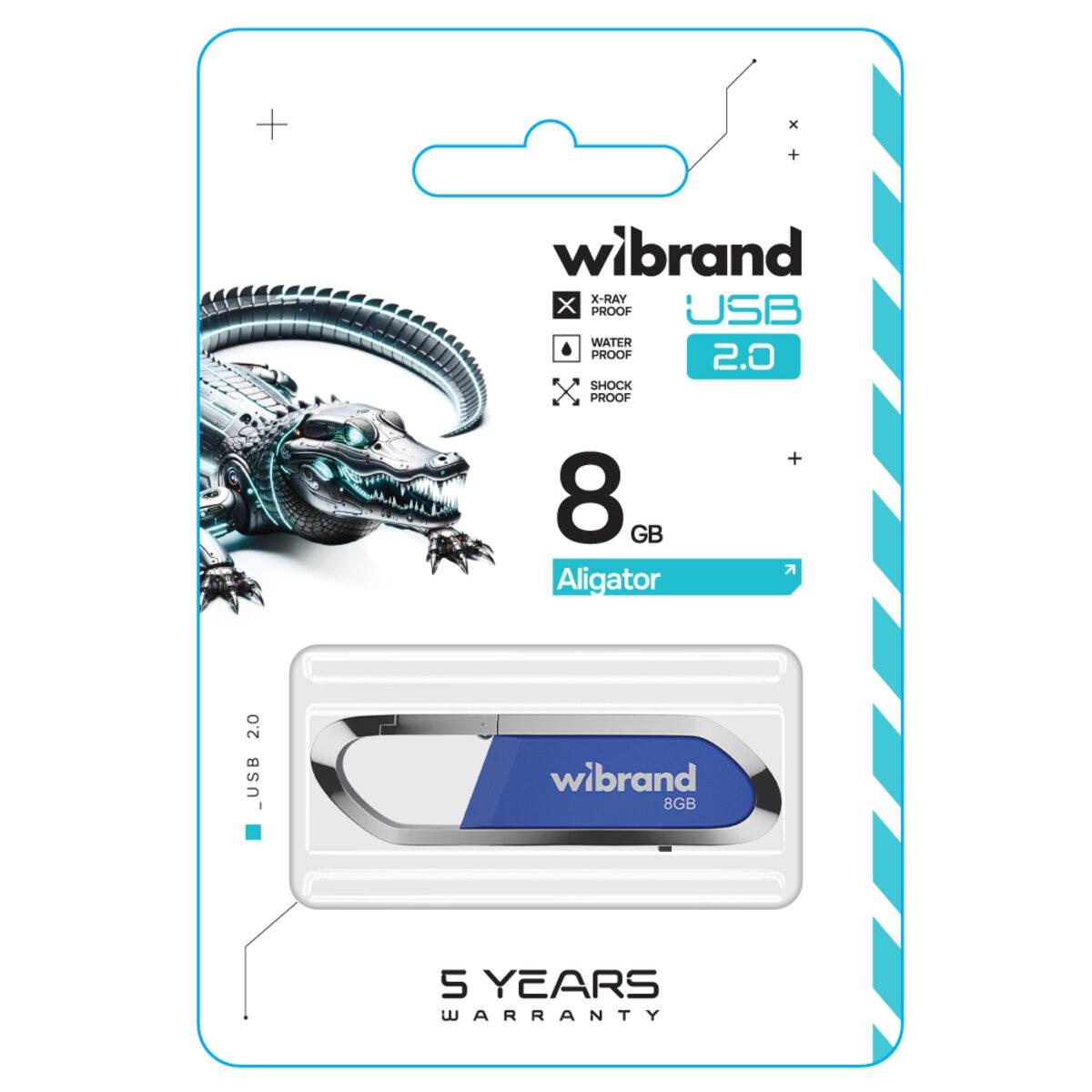 Флеш-пам'ять USB моноблок з карабіном Wibrand WI2.0/AL8U7U USB 2.0 Aligator 8 Gb Blue (601812) - фото 2