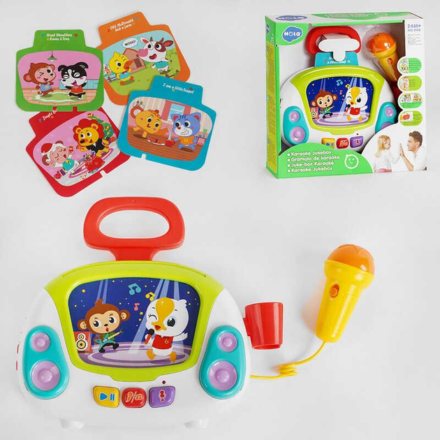 Дитяче караоке 3138/12/2 підсвічування/4 музичні картки/мікрофон (25604938) - фото 2