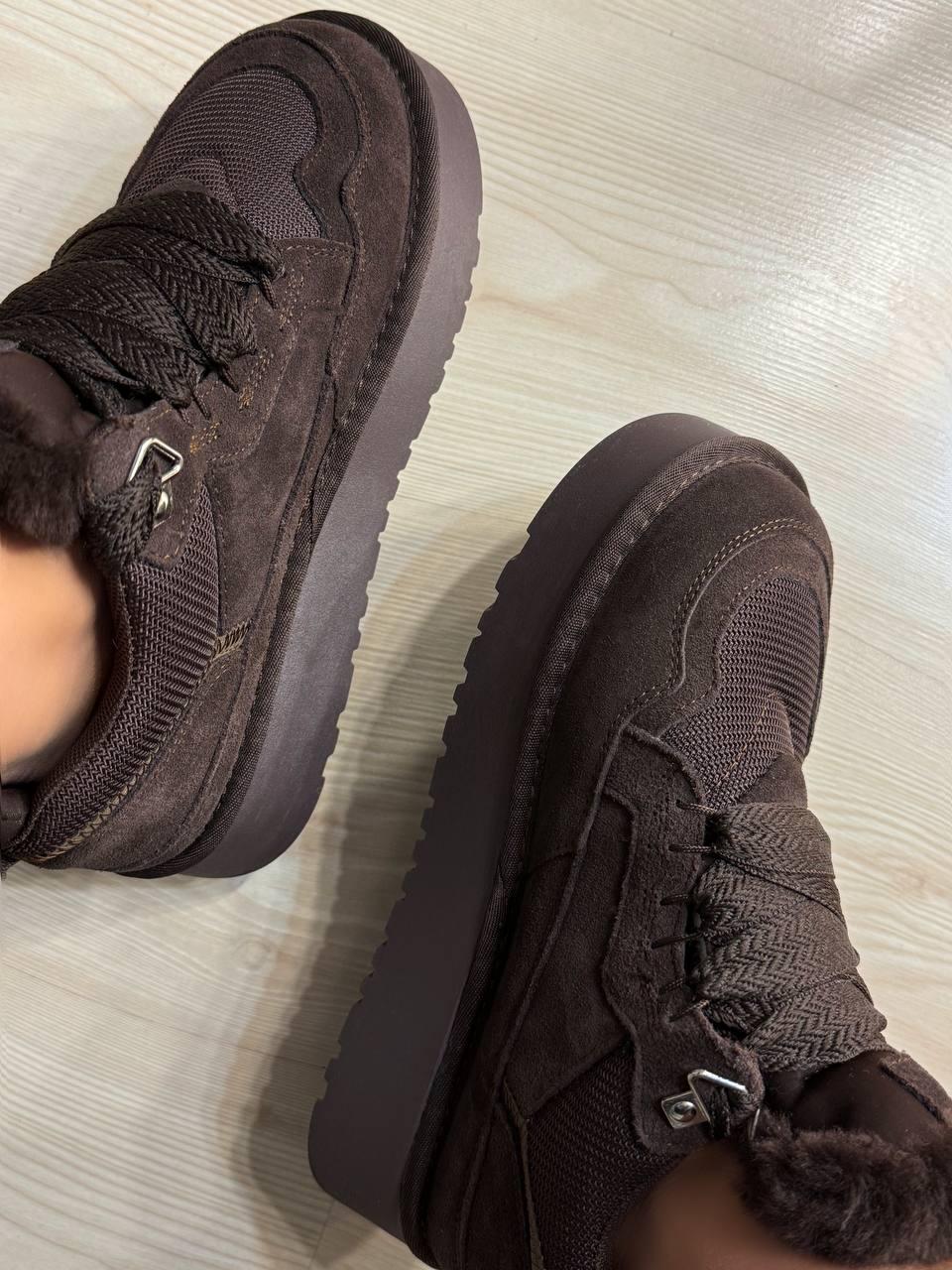 Черевики жіночі Hengji 275-4 уггі замшеві на платформі з хутром р. 36 Коричневий (5832) - фото 4