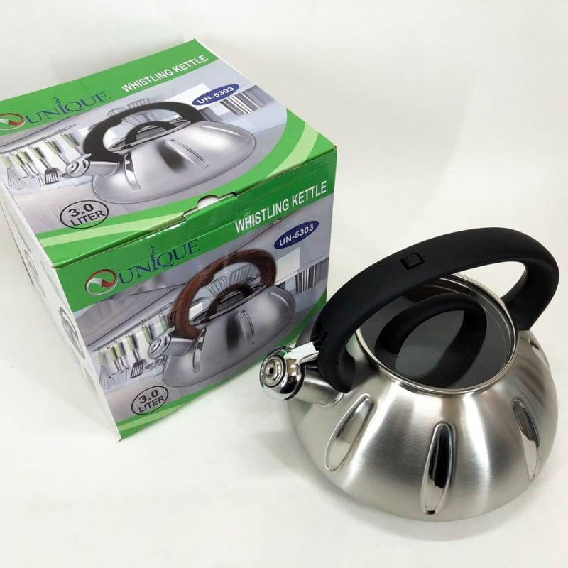 Чайник Unique UN-5303 со свистком 3 л Black (tf5905) - фото 8