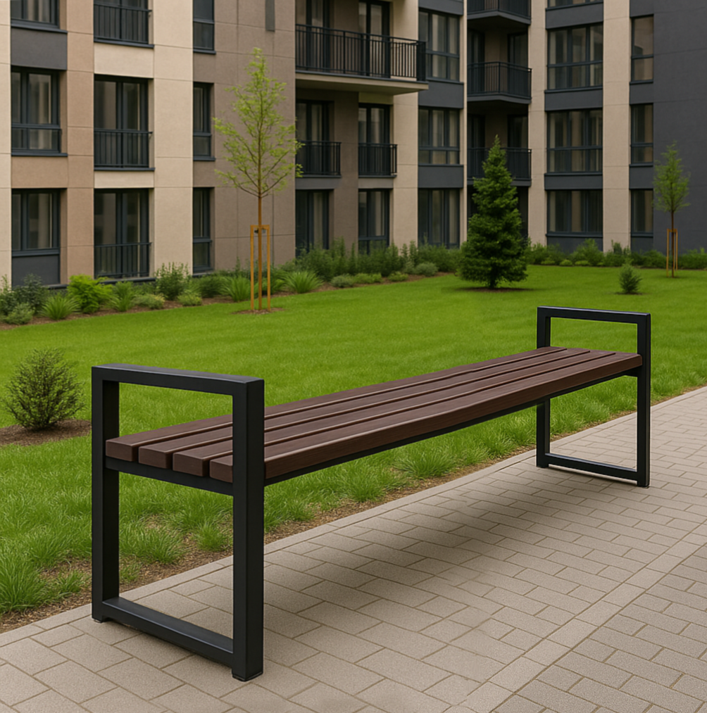 Скамейка из ПВХ профиля ТЕБИ ШО модерн без спинки 1514х598х415 мм Коричнево-черный
