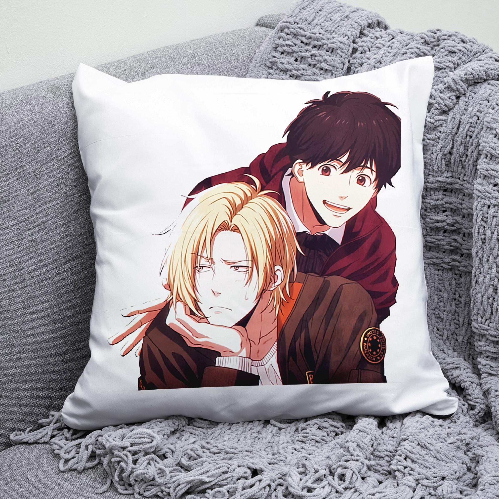 Плюшевая подушка квадрат с принтом Banana Fish
