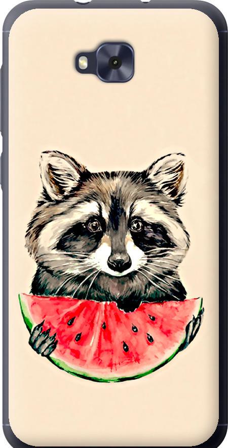 Чехол на Asus ZENFONE 4 SELFIE / ZD553KL Енотик с арбузом (4605u-1241-42517)