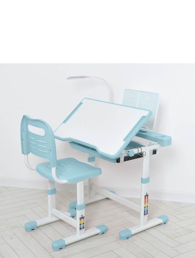 Парта детская одноместная со стульчиком Bambi регулируемая по высоте, оснащена лампой и подставкой для книг Бело-голубой (M 5068-12) Парта детская одноместная со стульчиком Bambi регулируемая по высоте, оснащена лампой и подставкой для книг Бело-голубой (M 5068-12)