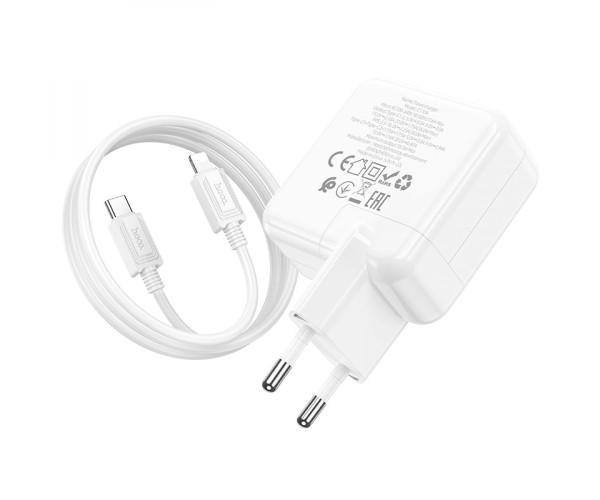 Устройство зарядное сетевое Hoco C110A Lucky 2Type-C QC 3.0 PD35W cable Type-C to Lightning White - фото 4