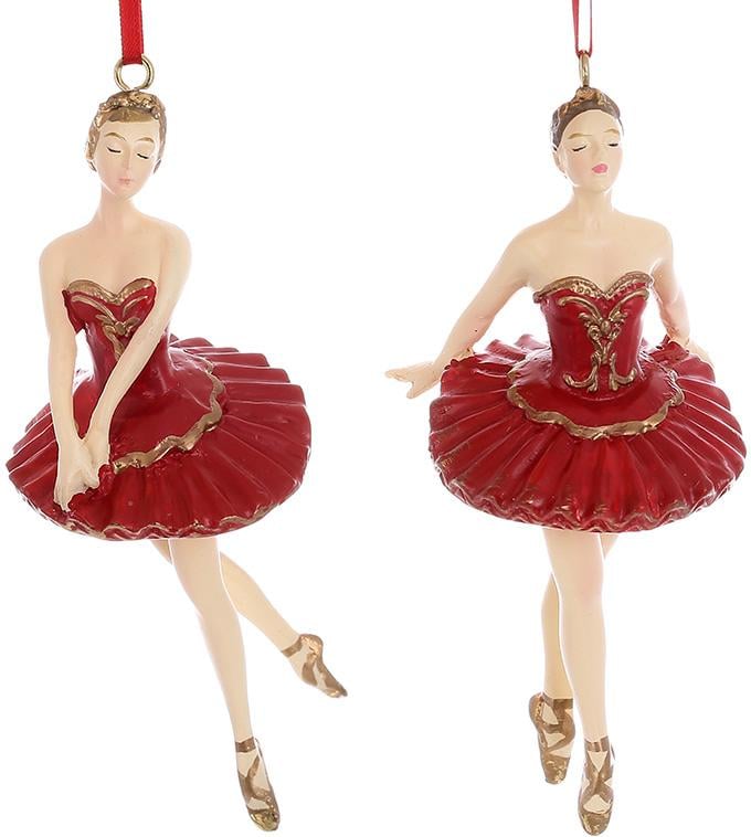 Фигурки подвесные Балерины в красном полистоуне 4 шт. 13 см