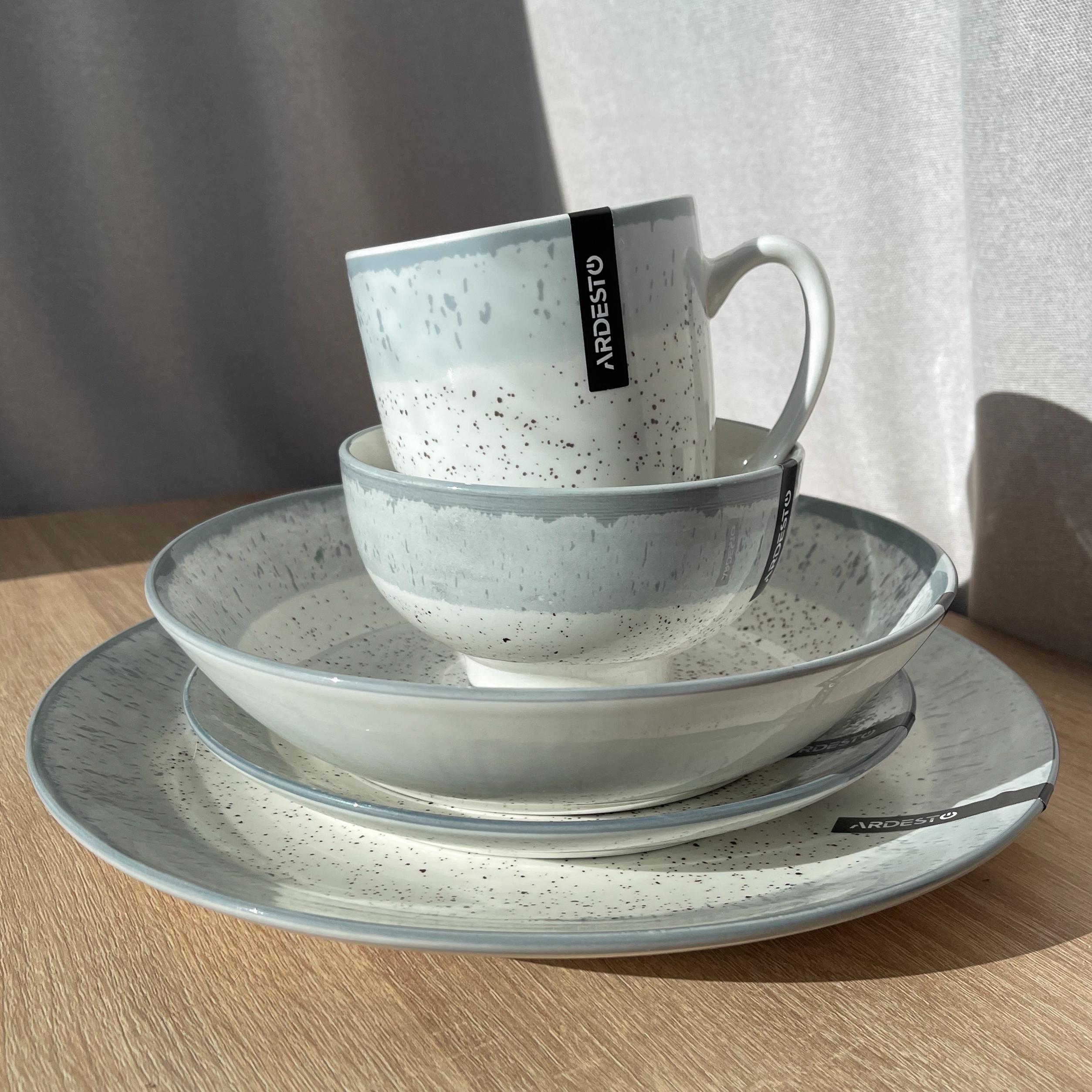 Столовый сервиз Ardesto Siena 5 предметов 1 персона фарфор Бело-серый - фото 3