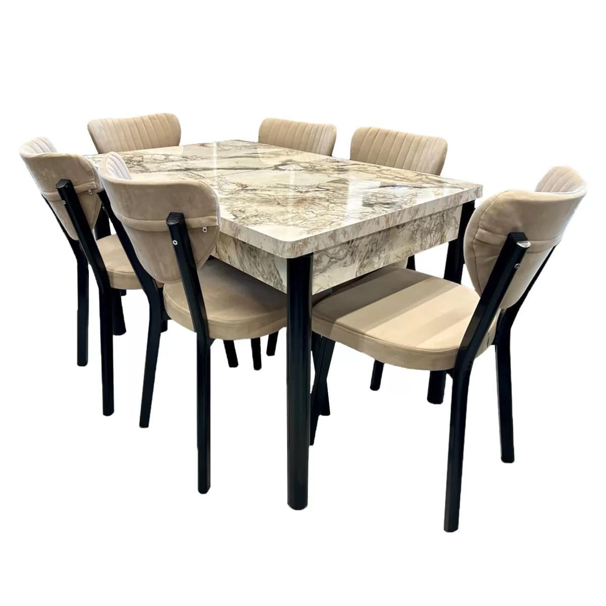 Комплект обеденный Эльма 1/6 Белый мрамор (YA780032)