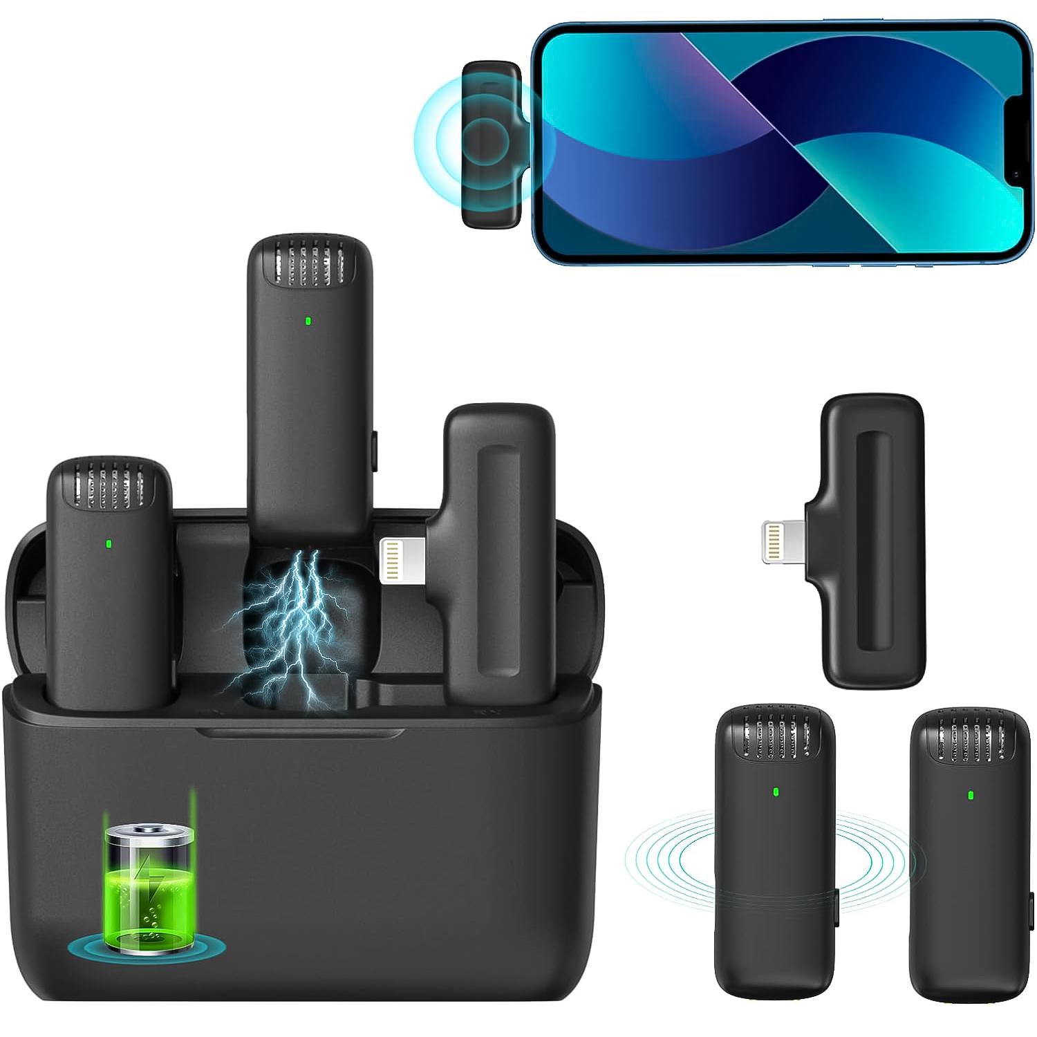 Микрофон двойной петличный Savetek P31-2 Lightning для iPhone/iPad беспроводной до 20 м с зарядным кейсом - фото 18