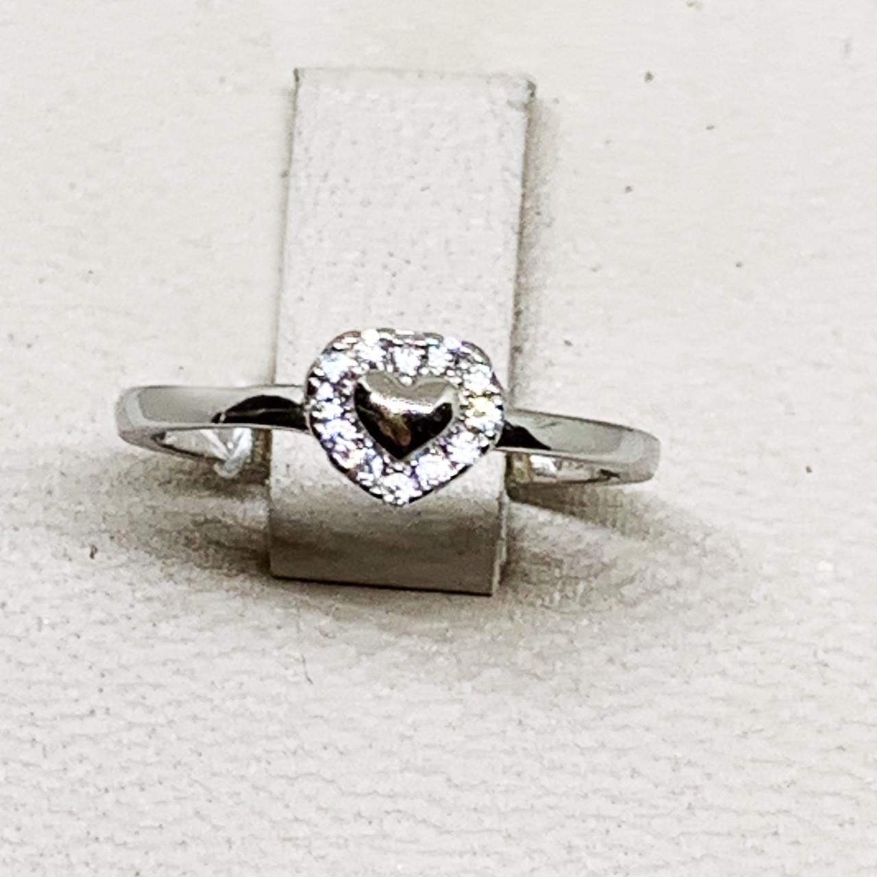 Кольцо серебряное Сердце с кубическим цирконием р. 15,5 1,35 г (1719330701)