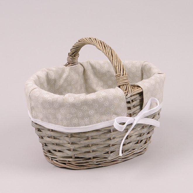 Корзина с тканью Flora 14х20х25 см Серый (39642)