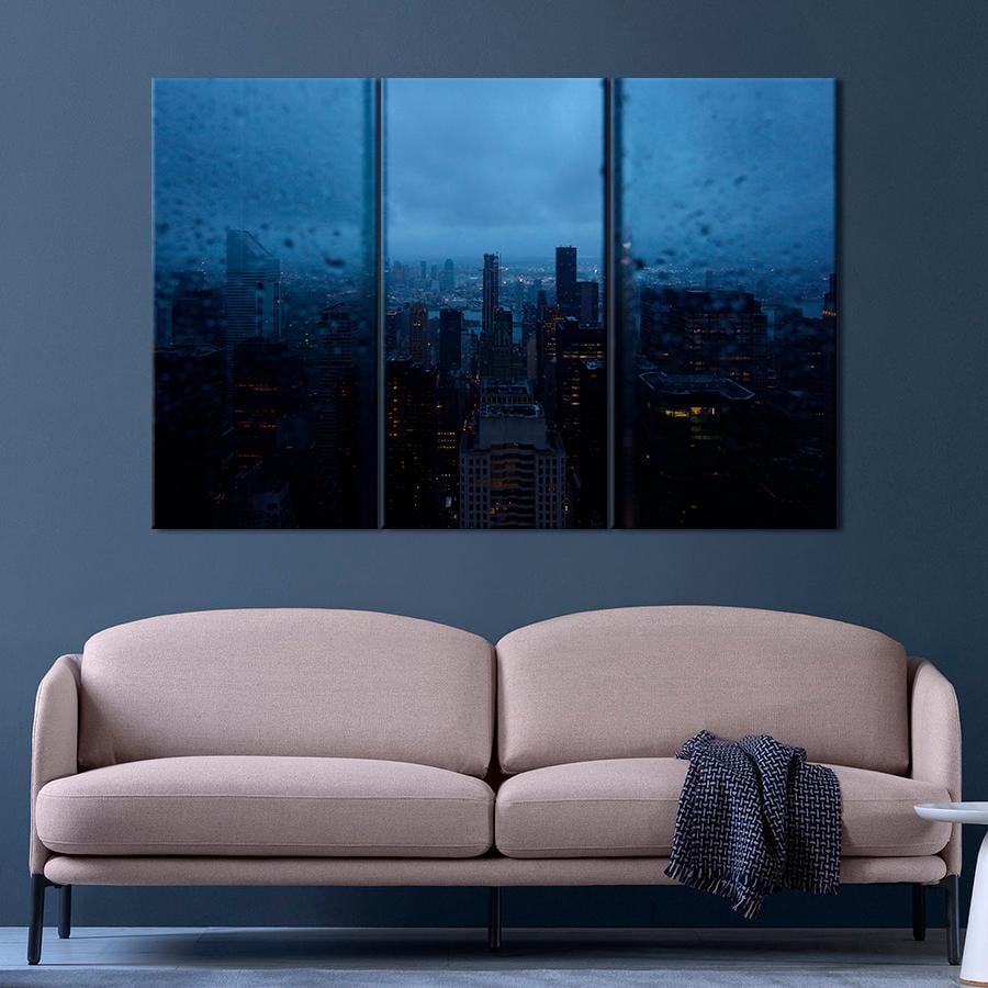 Картина город Вечерний дождливый город 156x100 см (A779-3)