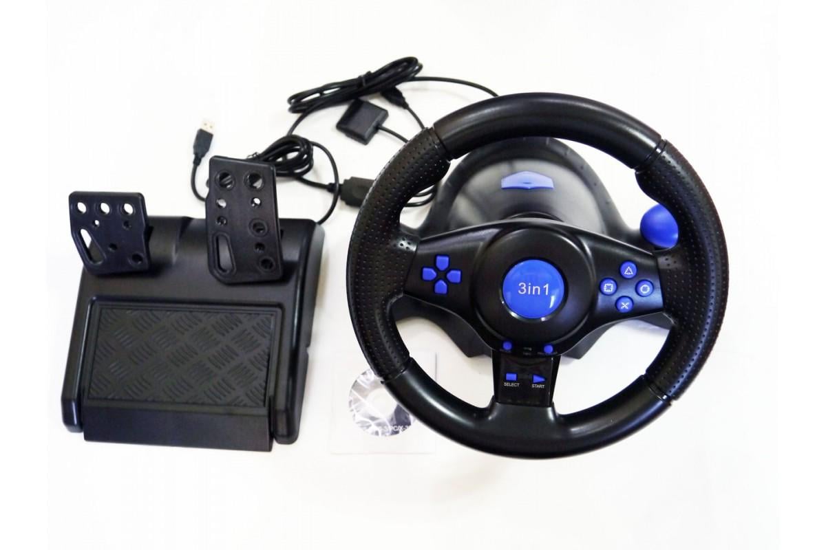 Руль игровой Vibration Steering Wheel мультимедийный 3в1 (129423852)