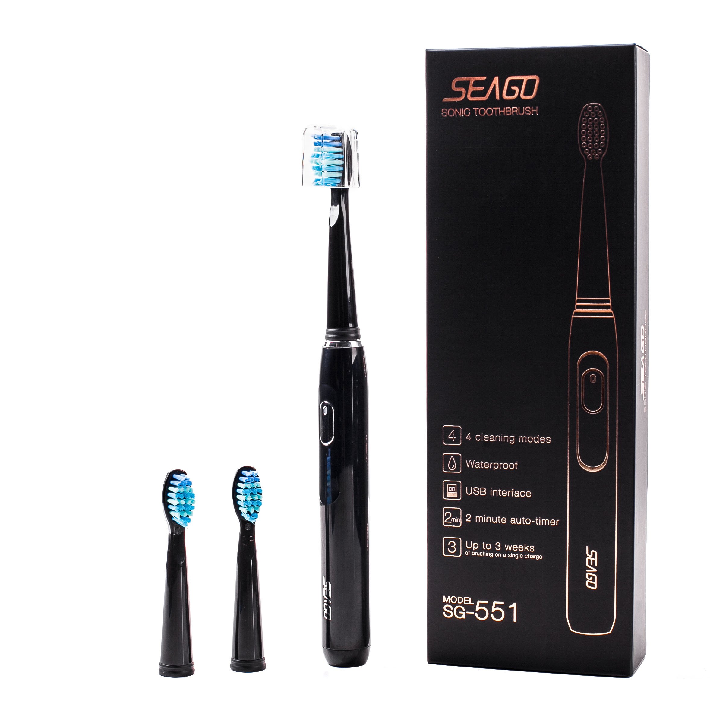 Зубна щітка Seago SG551 Black электрична звукова - фото 5 Зубна щітка Seago SG551 Black электрична звукова - фото 5