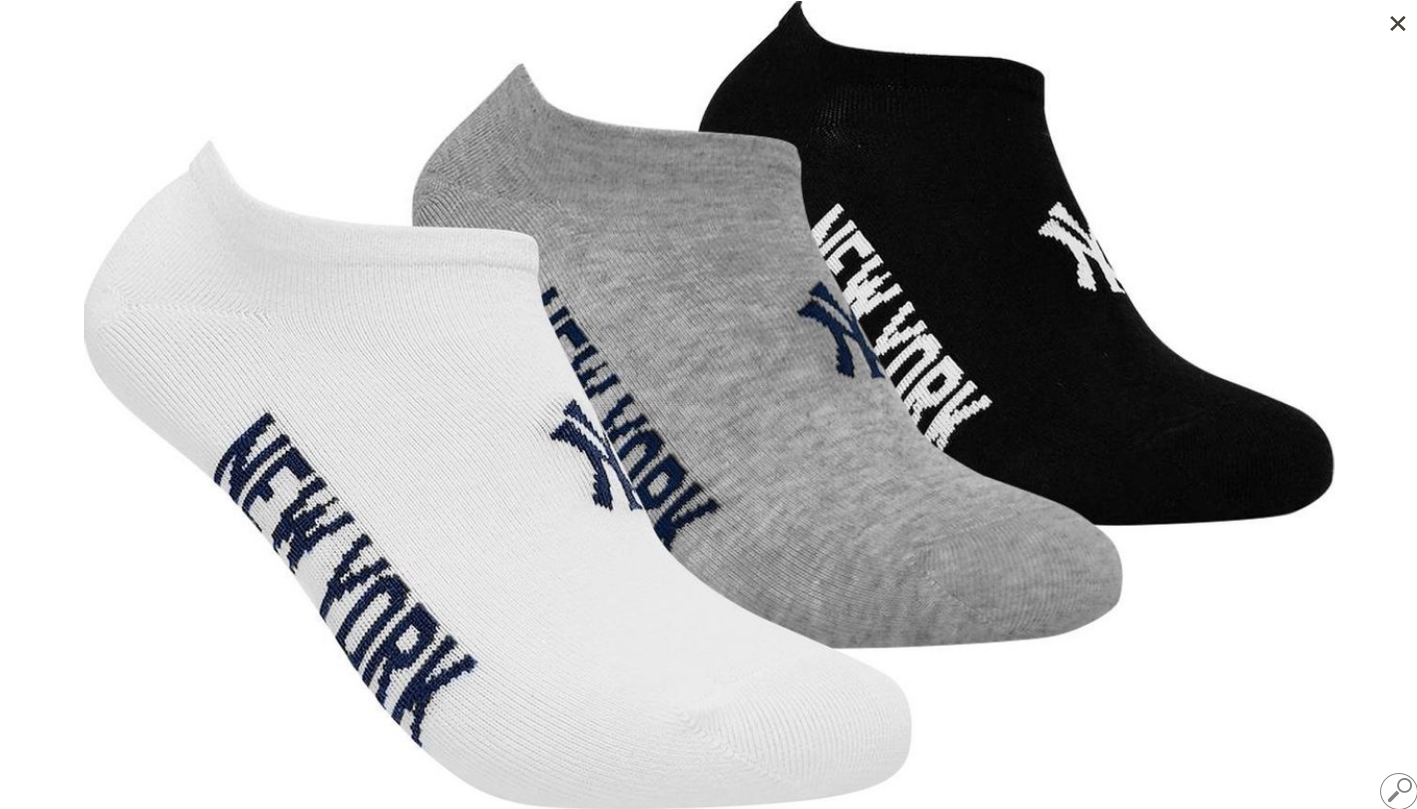 Носки New York Yankees Sneaker 3 пары р. 39-42 Black/White/Gray (15100004-1003)