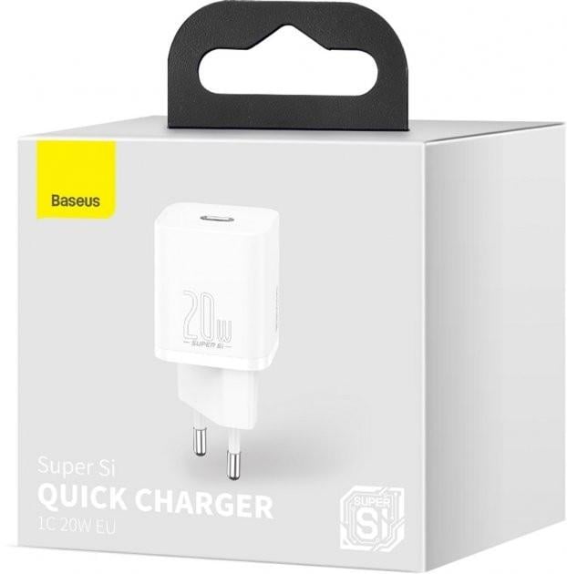 Пристрій зарядний мережевий Baseus Super Silicone PD Charger 20 W 1Type-C White (CCSUP-B02) - фото 4