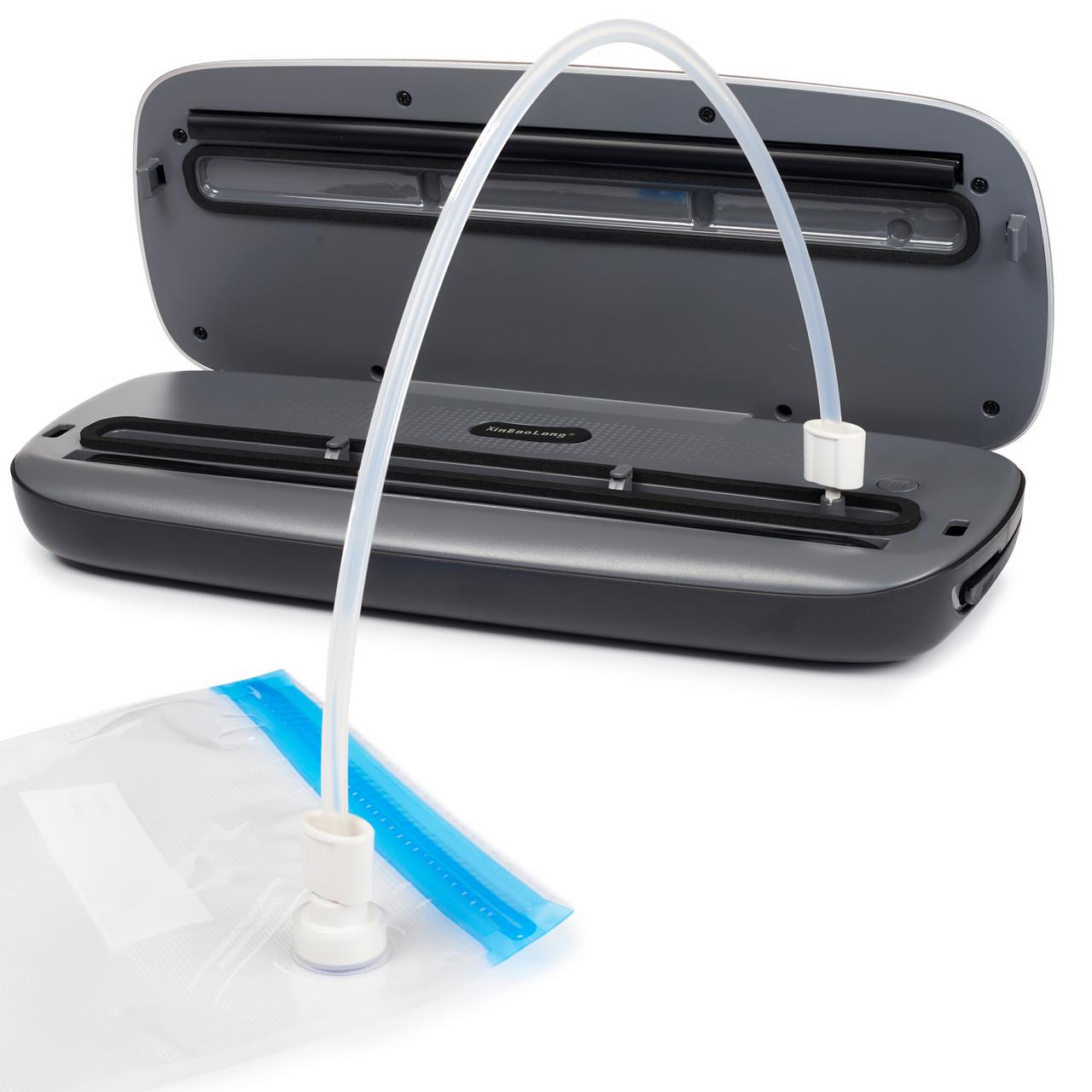 Вакууматор двухрежимный с рулонами 5 шт. и пакетами 15 шт. Черный (JP04-B) - фото 4