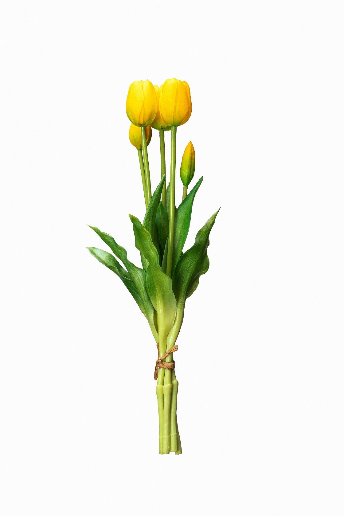 Тюльпан букет Indigo Lux 3 головы 2 бутона 40 см Желтый (778-6)