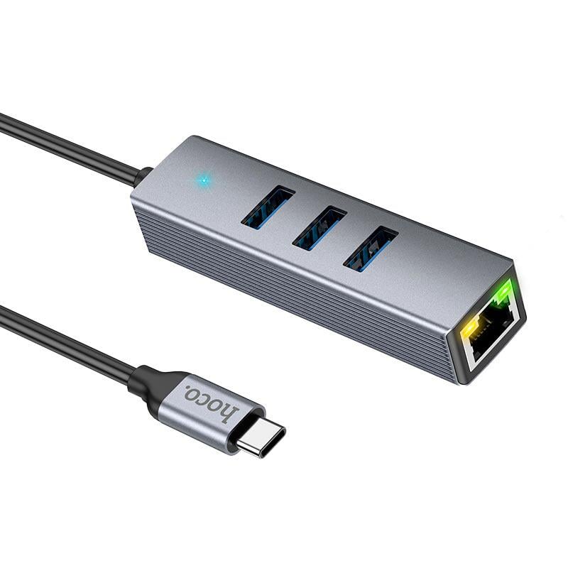 USB-хаб Easy link Type-C Gigabit Network HB34 Grey (12058967)