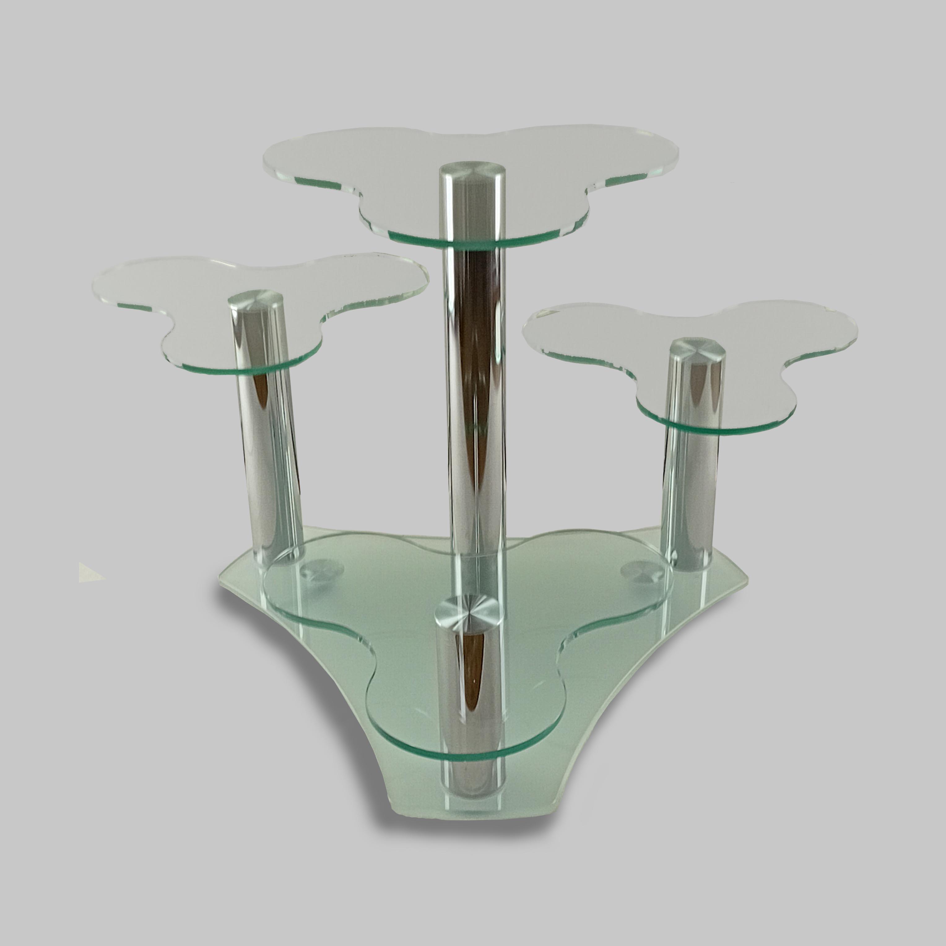 Подставка для цветов Commus Каскад Т ccccs-chr60 стеклянная на силиконовых колесиках 585х500х550 мм Прозрачный/Белый/Хром (233410077)