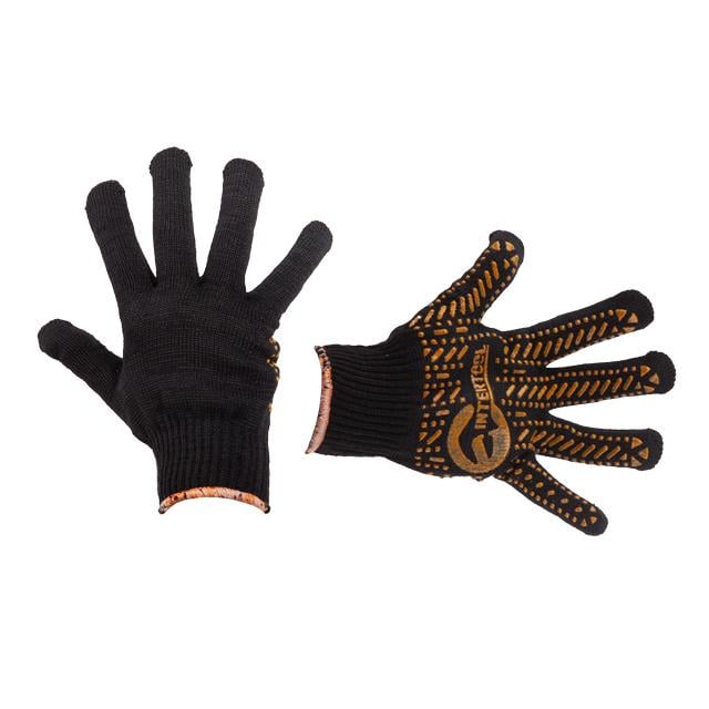 Рукавичка трикотажна Intertool ПВХ крапки 10" клас в’язки 7 62 г Чорний/Жовтий (SP-0136)