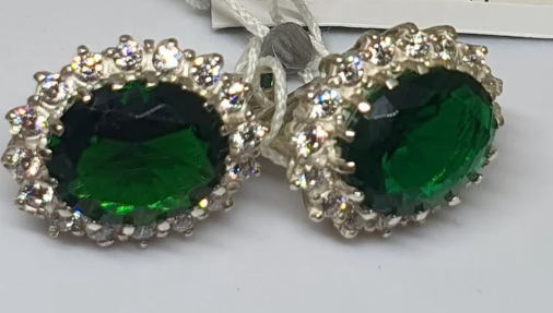 Серьги серебряные Джоли 925 проба Зеленый (30075718)