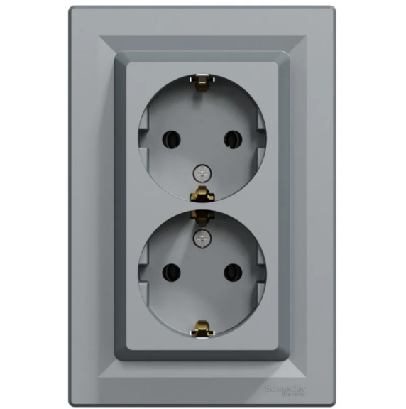 Розетка двойная Schneider Asfora с заземлением сталь (28413263) Розетка двойная Schneider Asfora с заземлением сталь (28413263)