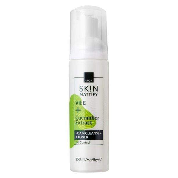 Пенка для умывания-тоник Avon Skin с витамином Е и экстрактом огурца Матовый эффект 150 мл (2793655342)