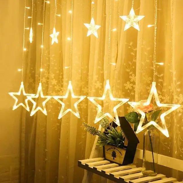 Гирлянда штора UKC RD-074 Звезды 8 режимов теплый свет 3 м (3-5-15188)