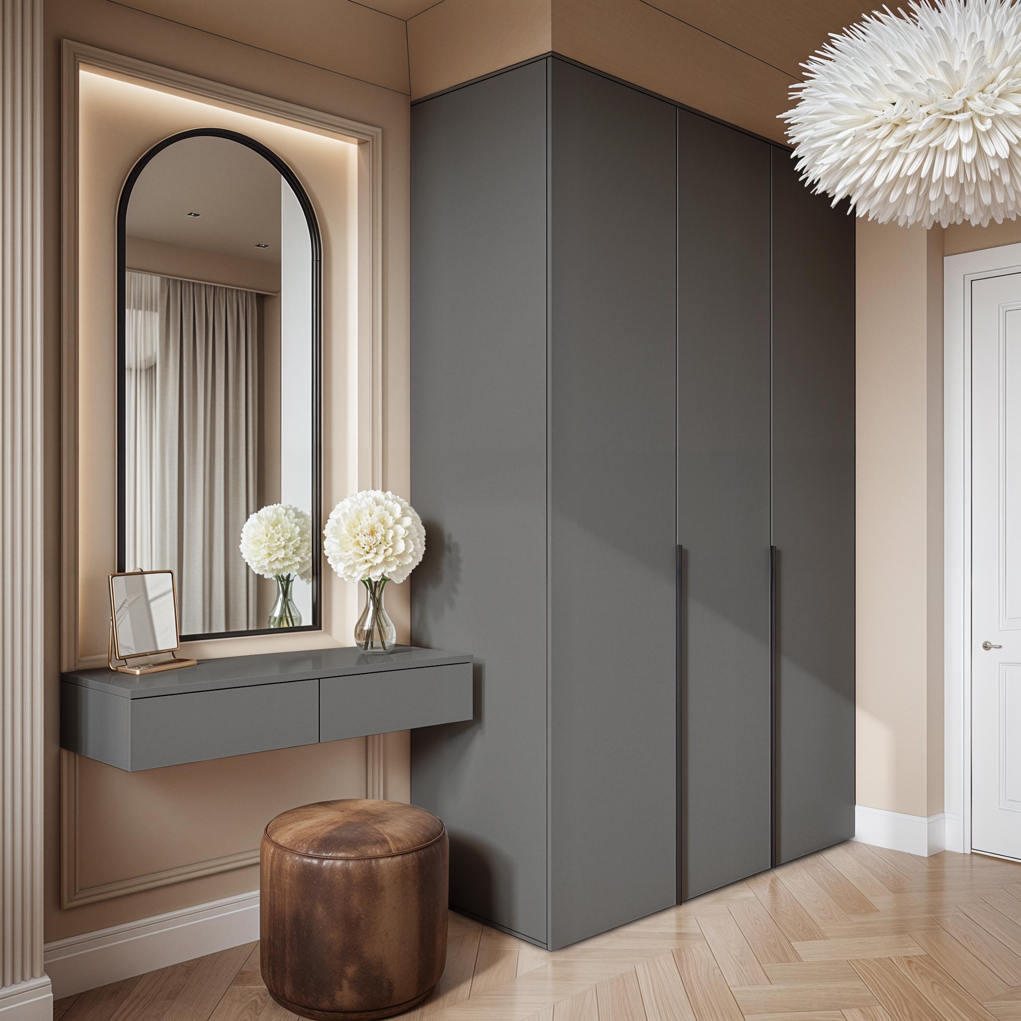 Комплект мебели Moris шкаф с полками и штангой и туалетный стол 2800x520х2200 мм Антрацит - фото 1