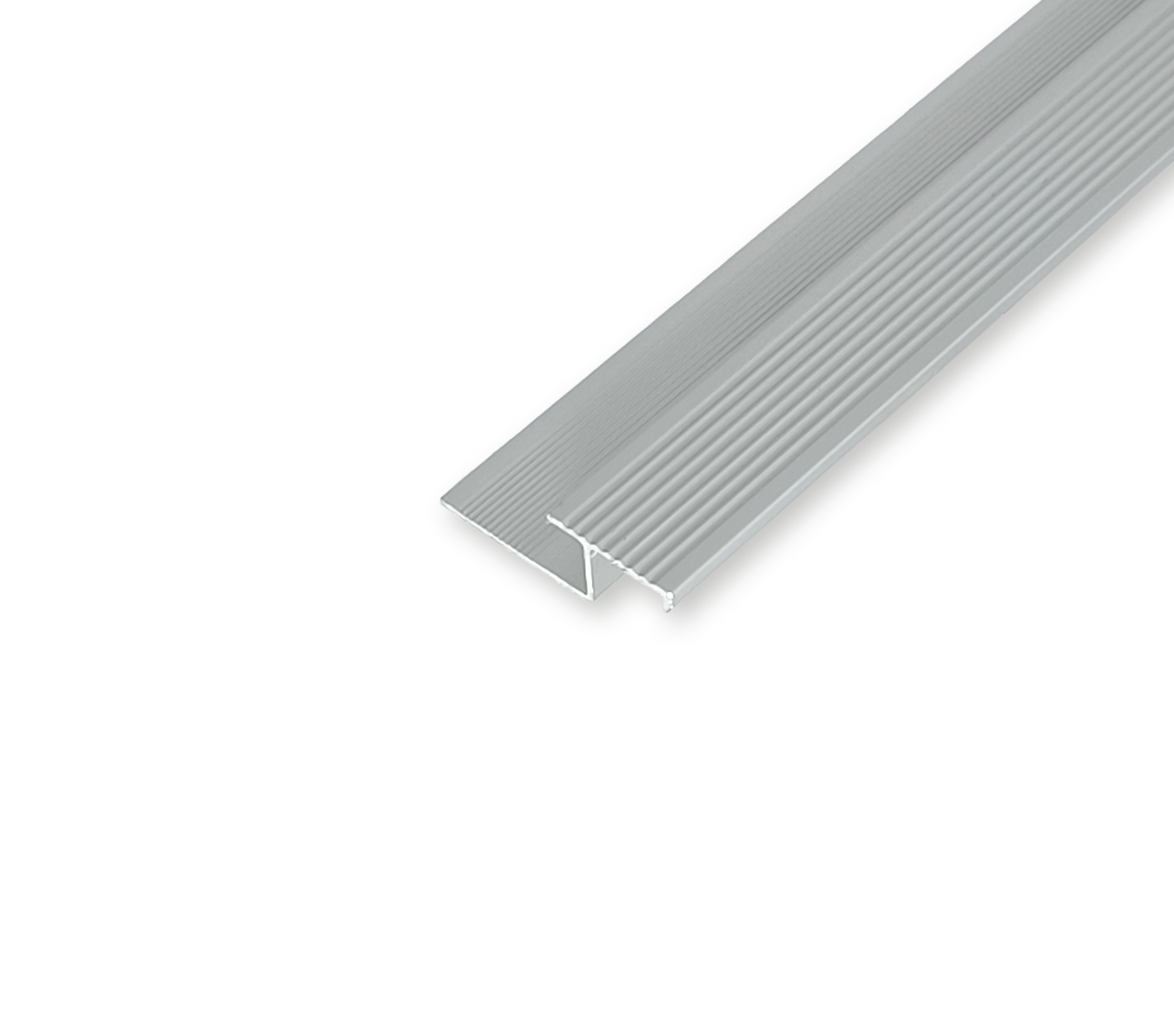 Порожек лестничный EURO CONCEPT алюминиевый рифленый БРП-084 анодированный 39x12 мм 2700 мм Серебряный