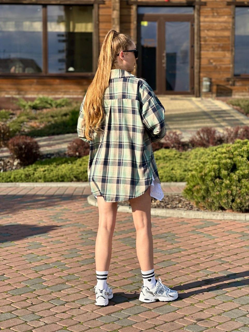 Рубашка женская в клеточку Синий/Зеленый (2567453287) - фото 8 Рубашка женская в клеточку Синий/Зеленый (2567453287) - фото 8