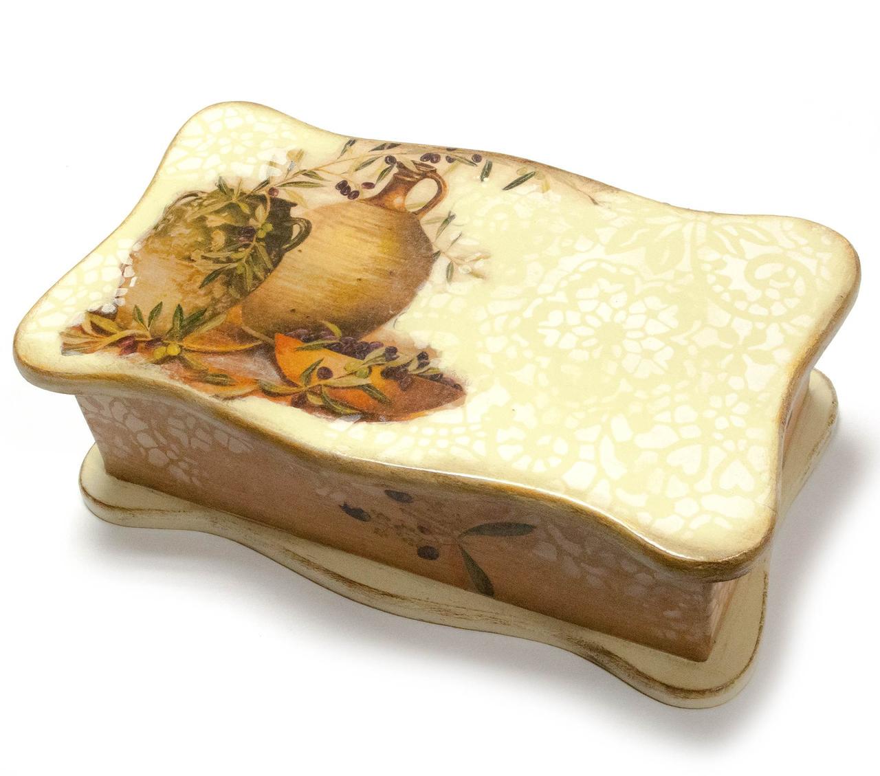 Скринька з фігурною кришкою оливки 26,5х15,5х9,5 см