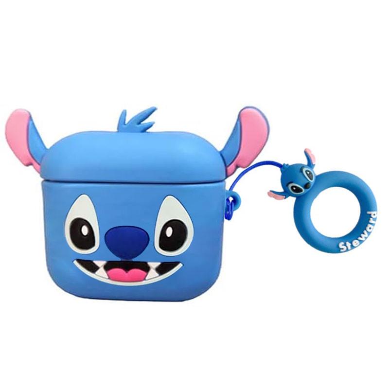 Футляр противоударный силиконовый Cartoons&Heroes Стич для наушников AirPods Pro с кольцом (00000065958_7)