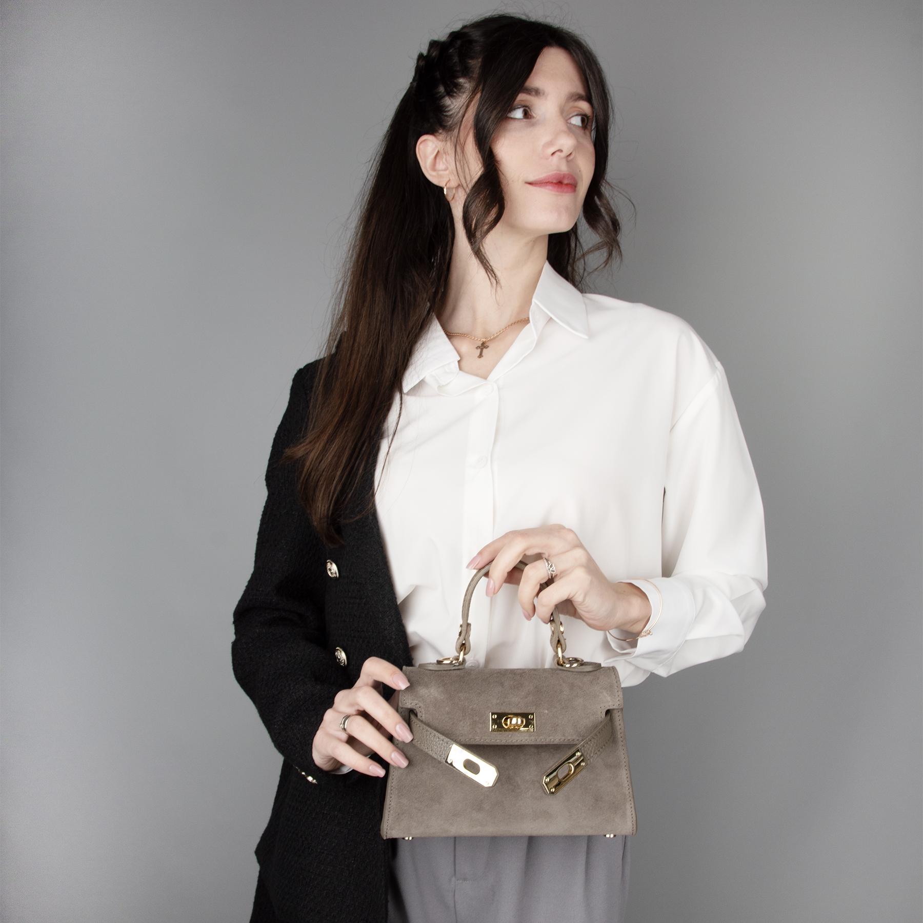 Жіноча сумка маленька замшева Virginia Conti 04011 Темний тауп (2791344857) - фото 2