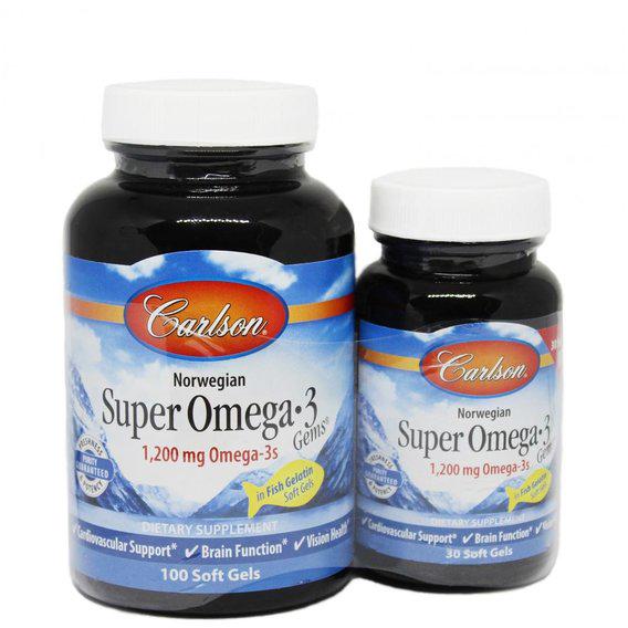 Омега 3 Carlson Labs Super Omega-3 Gems 100+30 Soft Gels fish gelatin