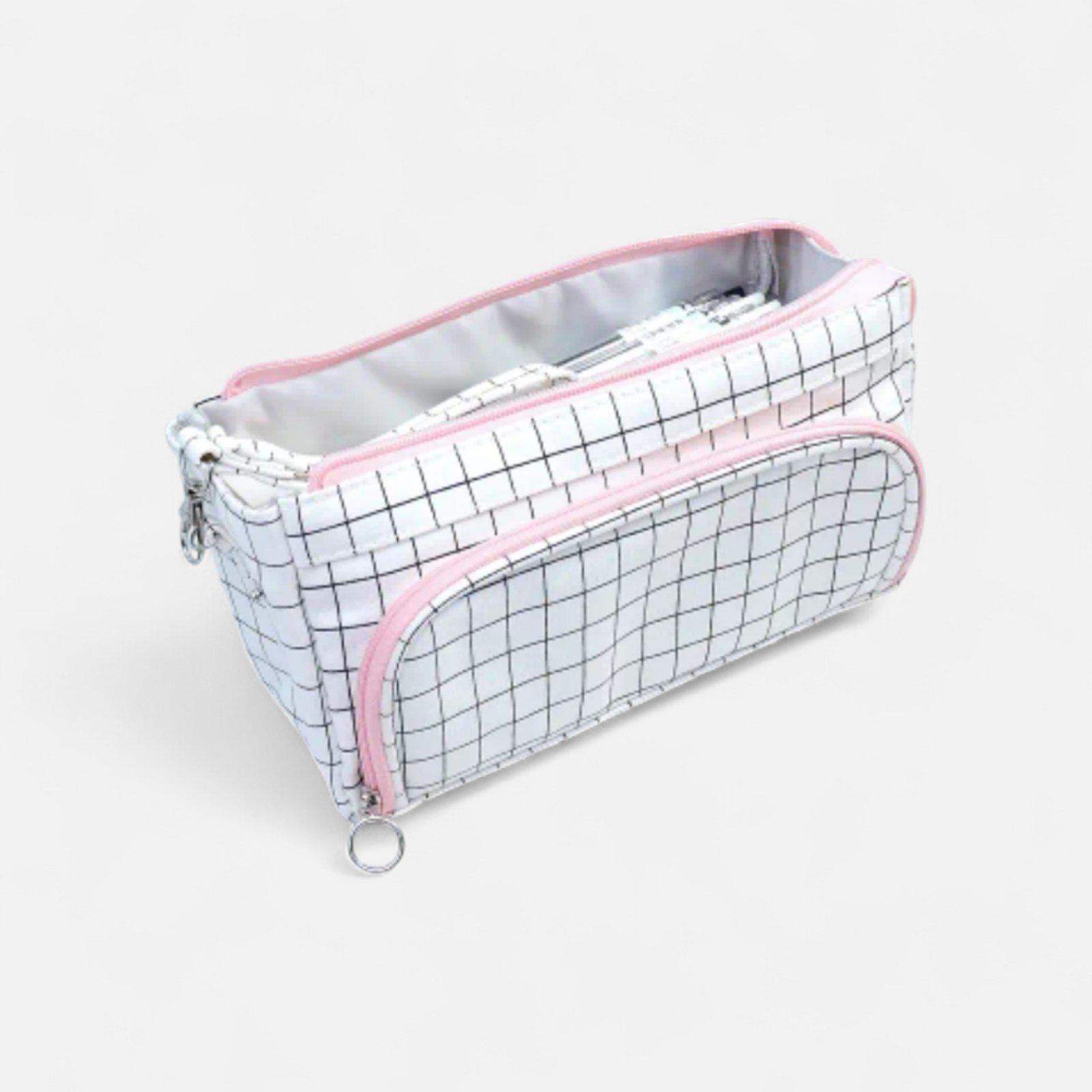 Пенал Special в клетку тканевый 21х11,5х8 см Белый