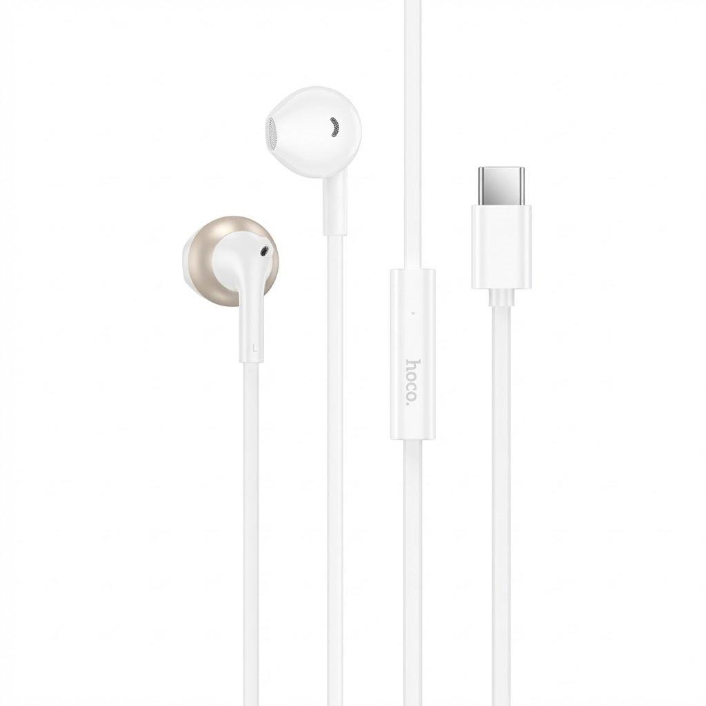 Навушники вкладиші Hoco M115 Type-C з мікрофоном Hi-Fi стерео звук 1,2 м Білий (32157426)