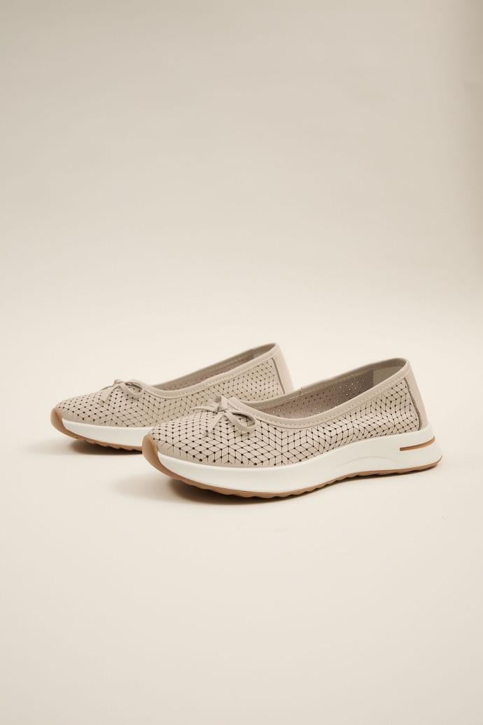 Балетки ALLSY кожаные р. 41 Серо-бежевый (196792)