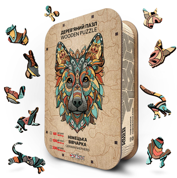 Пазл деревянный THEGRAVIX Немецкая Овчарка фигурная (28158051)
