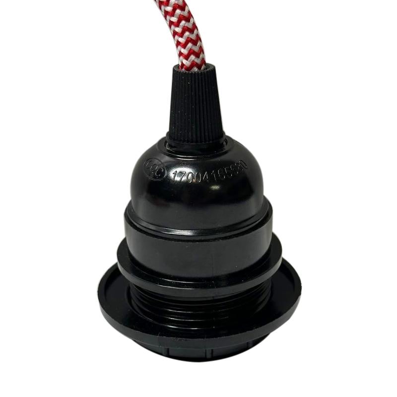 Подвесной светильник в стиле лофт с ретро проводом/карболитовым патроном E27/вилкой и диммером-выключателем Красно-белый - фото 3 Подвесной светильник в стиле лофт с ретро проводом/карболитовым патроном E27/вилкой и диммером-выключателем Красно-белый - фото 3