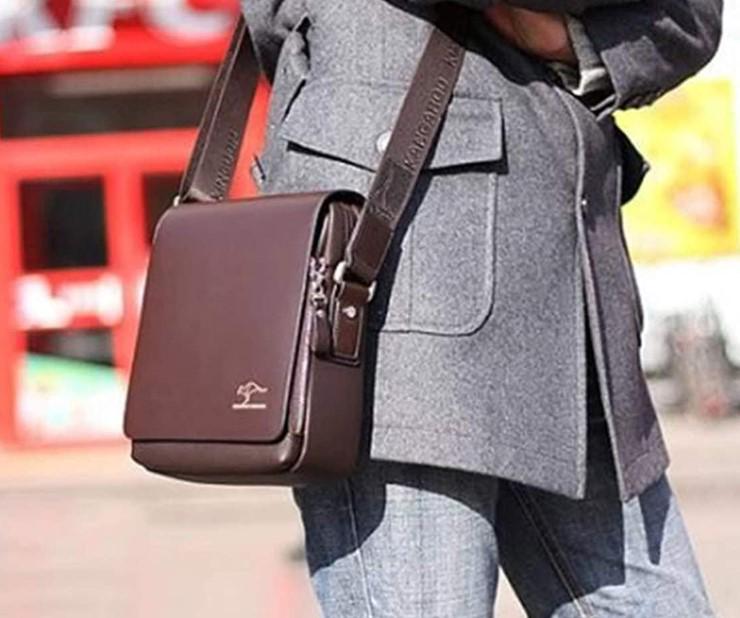 Мужская сумка Kangaroo Kingdom кожаная через плечо 25х23х9 см Коричневий - фото 5 Мужская сумка Kangaroo Kingdom кожаная через плечо 25х23х9 см Коричневий - фото 5