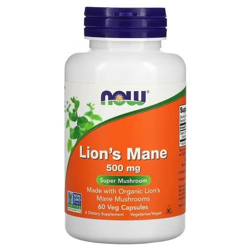 Грибы NOW Lion's Mane 500 мг 60 капс. (NOW-04789)