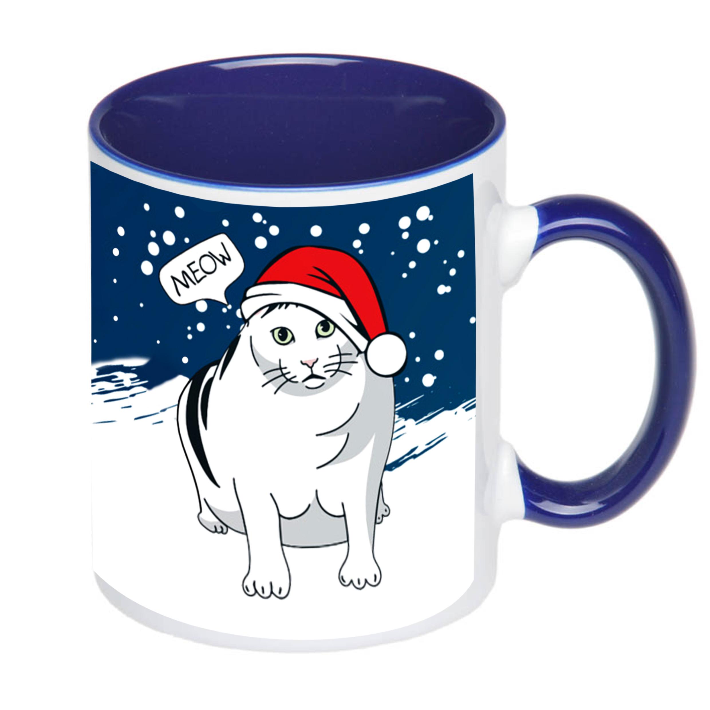 Чашка с новогодним принтом Кот Бендер 330 мл Синий (16738) - фото 2 Чашка с новогодним принтом Кот Бендер 330 мл Синий (16738) - фото 2